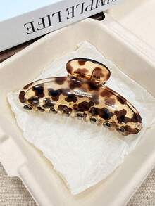 2pcs/1pc Large Vintage Leopard Print Hair Claw Clip, Non-Slip Strong Grip Hair Accessory For Thick And Thin Hair - Multicolor - View 3