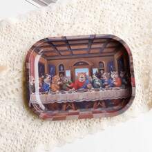 Cabin puff 1pc The Last Supper Cat Version Oil Painting Pattern Rolling Tray, Excellent Rolling Tool, Ideal Holiday Gift - Print - View 5