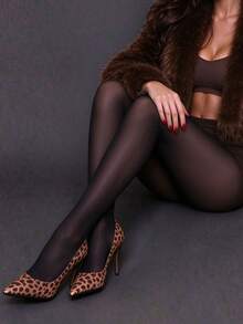 1 Pair Women Plus Size Skin-Friendly Sexy Silky Black Stockings - Black - View 6