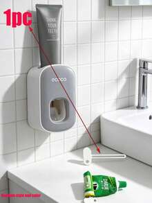 Wall-Mounted Automatic Toothpaste Dispenser (With Toothbrush Holder) - Bathroom Accessories Set, Home Bathroom Decor, Autumn Decor, Back To School Essential - A - View 13