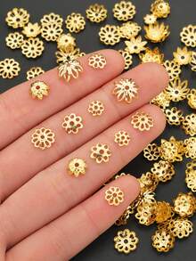 Hollow Flower Bead Caps, Gold And Silver Options, Available In Compartment Box Set And Solid Color Bag, Multiple Petal Shapes With Center Hole, Suitable For DIY Beaded Bracelets, Necklaces, Earrings And Round Bead Pendant Decoration - Receptacle - View 5