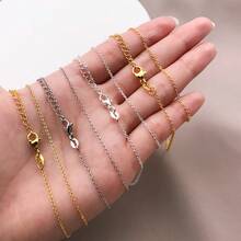 2pcs Brass Cable Chain Blank Necklace Thin Rolo Chain With Spring Clasp Extension Tail 18K Gold Silver Tone DIY Jewelry Making Necklace Chain Base - Multicolor - View 3