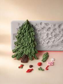 Cake Fondant Mold-Christmas Tree Silicone Mold For Chocolate, Candy, Cake Decoration Polymer Clay, Cupcake Decor, Sugar Craft, Ice Mold, Resin Candle Soap Plaster (Large Christmas Tree) - Light Grey - View 6
