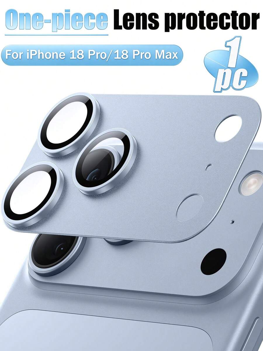 1Pc Compatible With Iphone 18 Pro / 18 Pro Max Camera Lens Protector Design Strong Adhesion, Shatterproof Matte Metal Aluminum Alloy, Tempered Glass Camera Screen Protector Cover Compatible With Iphone, Glacier - Blue - View 1