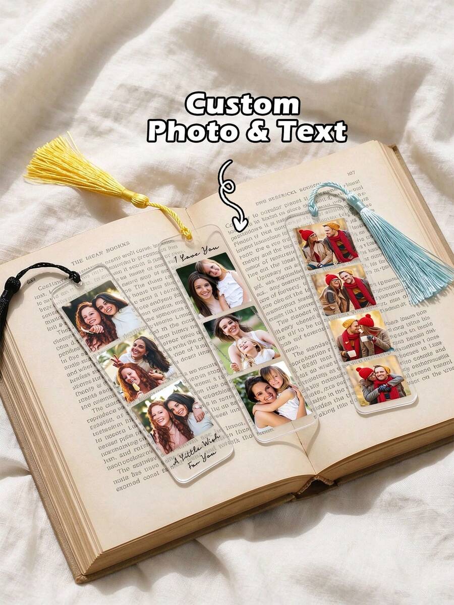 Custom Photo Bookmarks, Personalized Acrylic Bookmarks, Gift For Friends, UV Printing, Mother's Day Gift, Photo Gift, Couple Gift, Baby Growth Commemorative Gift - Multicolor - View 1