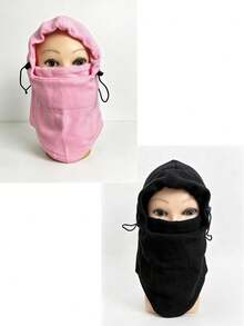 1/2pcs Men's Ski Face Mask Hat,Solid Color Warm Drawstring Design Balaclava Cap For Women Men,Idear For Skiing Outdoor Sports Gift Daily - Multicolor - View 18