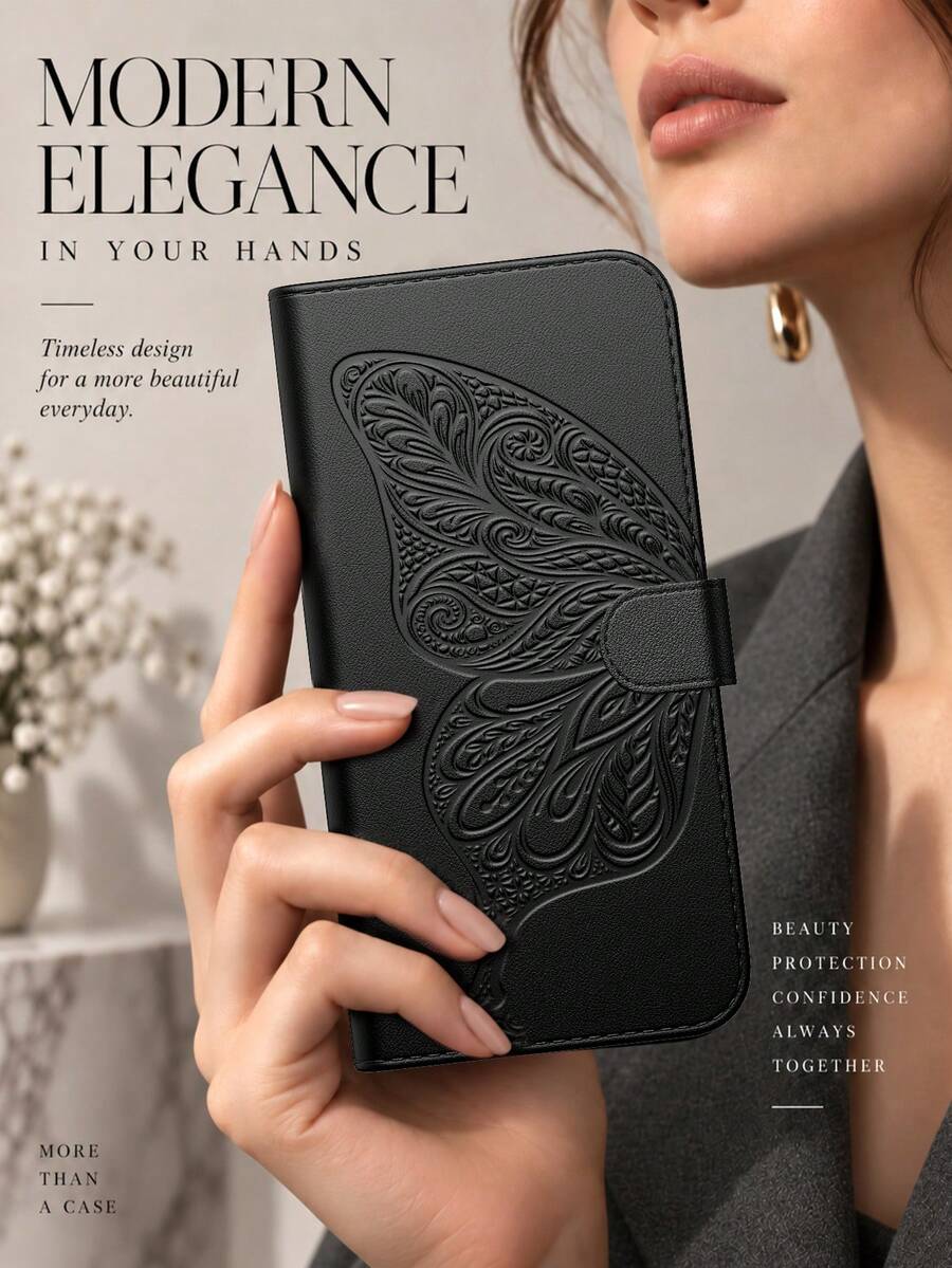 1pc 3D Embossed Butterfly Apple Phone Case, Full Coverage Apple 18 Pro ...