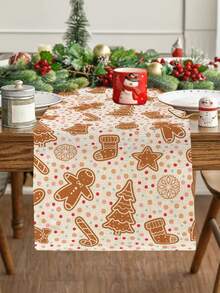 1 buah Taplak Meja Linen Bermotif Natal, Alas Piring, Cocok untuk Liburan, Pesta, Ulang Tahun, Makan Malam, Dekorasi Meja Makan Dapur, Penutup Lemari Penyimpanan Sepatu, Dekorasi Ruangan Sepanjang Musim, Dekorasi Tekstil Rumah, Taplak Meja, Alas Piring - MultiWarna - View 2
