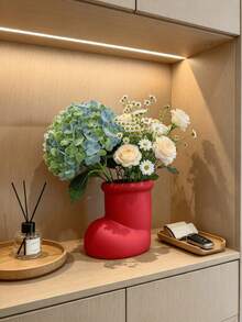 1pc Cute Boot Shaped Succulent Planter, Unique Twisted Design With Drainage Hole, Mini Indoor/Outdoor Plant Container, Suitable For Cactus, Herbs, Modern Decorative Bonsai Vase, Home Kitchen Windowsill Desktop Garden Decor - A - View 5