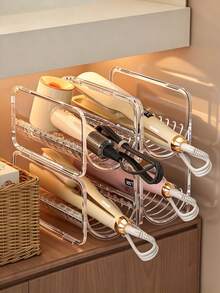 1pc Hair Curling Wand Storage Rack, Hair Dryer Storage Box, Egg Roll Wand Organizer Box, Item Storage Stand, Straight Hair Comb Organizer Stand, Straight Hair Clamp Holder, Stand, Stackable Design, Tabletop Style, Transparent Acrylic - Clear - View 1