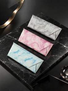 1pc Marble Pattern Envelope Style Glasses Case Portable Lightweight PU Leather Eyeglass Storage Box For Men Daily Travel Office & Outdoor Use - Multicolor - View 3