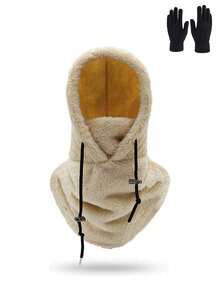 1pc/2pcs Unisex Warm Windproof Winter Hat, Outdoor Fleece Hat, Windproof Drawstring Hat, Windproof Head Cover, Suitable For Mountain Biking, Motorcycle Face Mask Hat, Integrated Cold-Proof Scarf Hat, Essential For Motorcycle Riding - Style 1 - View 17