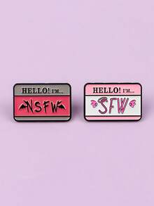1pc Sweet & Cool Contrast Style Zinc Alloy Oil Drip Angel & Devil Letter Nameplate Brooch, Women's Daily Backpack & Jacket Decoration - Multicolor - View 5