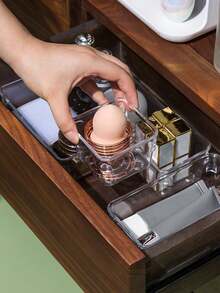 1/16/35/50pcs Transparent Drawer Organizer Trays, 4 Sizes Plastic Storage Boxes For Cosmetics, Jewelry And Small Tools, Bathroom, Kitchen, Desk Drawer Dividers, Customizable Compartment Storage, Makeup Jewelry Stationery Miscellaneous Organizer Boxes, Desktop Drawer Divider Storage Boxes - Polka dot transparency - View 1