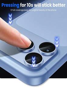 1Pc Compatible With Iphone 18 Pro / 18 Pro Max Camera Lens Protector Design Strong Adhesion, Shatterproof Matte Metal Aluminum Alloy, Tempered Glass Camera Screen Protector Cover Compatible With Iphone, Glacier - Blue - View 5