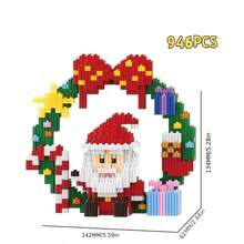 Seri Balok Susun Karangan Bunga Natal, Santa Claus, Rusa Kutub, Pohon Natal, Manusia Salju, Dekorasi Jendela, Hadiah Liburan, Ornamen Meja, Kerajinan Tangan, Dapat Digunakan Sebagai Pajangan Dekorasi Meja, Hadiah Liburan - MultiWarna - View 12