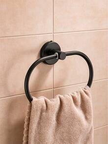 Punch-Free Installation Is More Secure Stainless Steel Towel Rail Bathroom Towel Rack Tissue Holder Punch-Free Hook Multi-Functional Storage Rod 1 Piece - Black - View 4