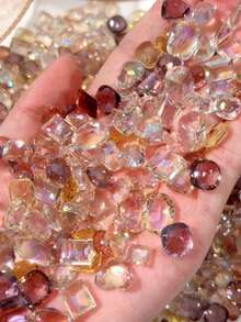 50pcs/Bag Berbagai Gaya Dekorasi Kuku Warna Musim Gugur Transparan, Rhinestone Kaca Super Berkilau Warna Hangat, Ukuran Kecil, Rhinestone Kuku Transparan - MultiWarna - View 2