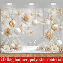 1pc Christmas Backdrop Cloth, Gold Blue Silver Ball Christmas Decor, Pine Cone Snowflake Winter Holiday Theme, Multiple Sizes, New Year Decoration Fabric, 5 Styles Available - 1 - View 16