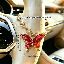 Vintage Butterfly Hanging Ornament For Car Interior, Perfect Holiday Gift, Decorates Steering Wheel And Rearview Mirror - Butterfly - View 3