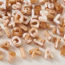 17/37/57pcs Khaki Marble Pattern Letter Beads, A-Z Random Acrylic Letter Beads, Suitable For Bag Charms, Keychains And Other Crafts. - Khaki - View 6