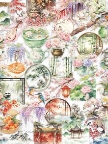 50pcs Chinese Style PET Stickers, Transparent Waterproof, Suitable For DIY Scrapbooking, Planner, Phone, Laptop, Cup Decoration - Multicolor - View 1