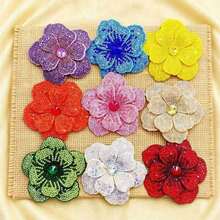 1pc Rhinestone Decorated Double Layer Five-Petal Flower Applique, Handmade DIY Accessory, Suitable For Decorating Shoes, Hats, Bags And Hair Accessories - Multiple Styles - View 1