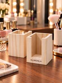 klimonla 1pc Wooden Nail Wipe Dispenser, Cotton Pad Holder For Manicure Salon, Desktop Cotton Pads Storage Organizer, Large Capacity Easy Access Nail Art Tool Container - Multicolor - View 6