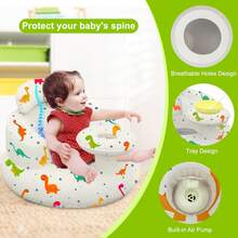 Inflatable Baby Chair With Tray, Suitable For 3-36 Months, Built-In Air Pump And Back Support, Helps Baby Learn To Sit, Durable And Lightweight, Essential For Home And Travel - Multicolor - View 7