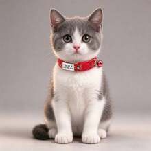 Customizable Engraved Name & Phone Number Cat Collar - Adjustable, Durable Polyester Material, Multiple Colors (Pink, Green, Blue, Orange) - Suitable For Small, Medium, Large Cats, No Battery Required - Multicolor - View 3
