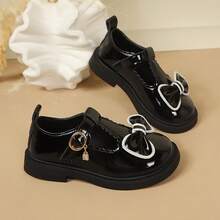 1 Pair New Mirror Bow Decor Pendant Dance Shoes, Perfect For School, Dance Practice, Wedding And Various Performances And Daily Wear - Black - View 5