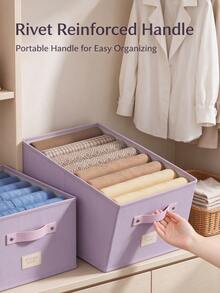 10/1PCSStorage Box,Foldable Rectangular Organizer Bin With Handle, Divided Compartment Clothes Storage Container For Bedroom Closet Large Capacity Foldable Storage Organizer For Bedroom Wardrobe Ideal For Tidying And Arranging Clothes Christmas Gifts - Multicolor - View 6