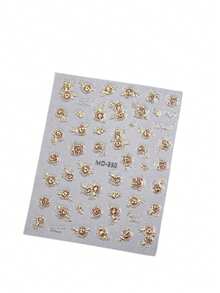 1pc Autumn Hot New Foil Rose Face Sticker, Foil Wrapped Rose With Elegant Luxury Atmosphere, Suitable For Creating High-End Luxury Makeup Look, Self-Adhesive For Easy Application, Face Sticker Shop Exclusive - Multicolor - View 4