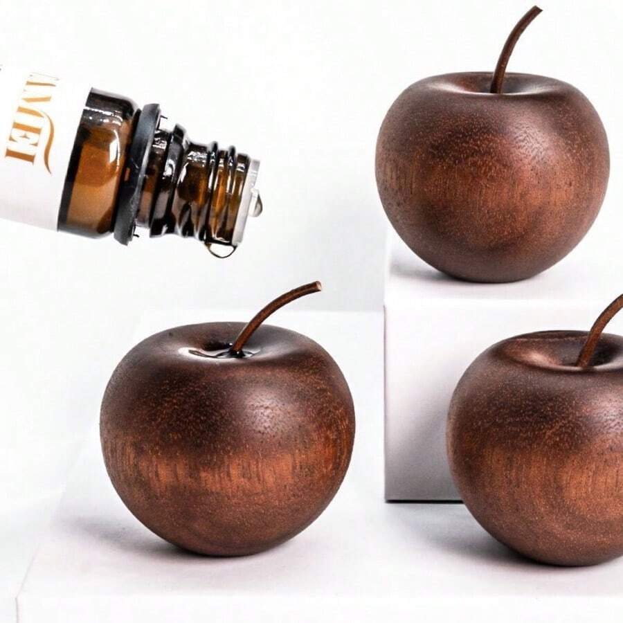 موزع عطري من خشب السابيل، موزع زيت عطري من الخشب الطبيعي الصلب، ديكور عطري على شكل تفاحة كوكب الجبل للمكتب/السيارة، موزع خشبي محمول، ديكور المنزل والمكتب، معطر هواء هدية - A - مشاهدة 1
