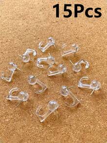 10/20/30pcs Plastic Head Push Pin Hooks, Cork Board Decorative Hooks, Suitable For Photo Wall, Bulletin Board, Home Wall, Home Office And School Supplies (Black, Transparent, Black Transparent) Back To School Season, Back To School Season, School Supplies - Multicolor - View 12