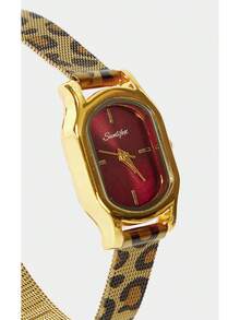 Noxbound 1pc Oval Vintage Style Gold Bamboo Strap Quartz Women's Watch, Elegant And Exquisite - Gold - View 2