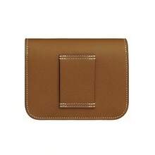 Hermès HERMES Constance Slim cartera de piel de becerro Evercolor con cierre dorado, monedero, riñonera, para mujer, 37 Gold color oro marrón - Marrón - Ver 3