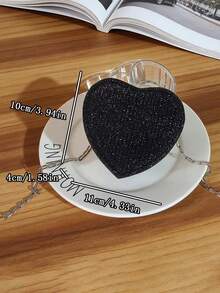Girls Rhinestone Heart Chain Crossbody Bag, Sweet Party Mini Heart-Shaped Accessory Bag - B - View 2