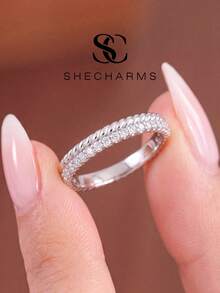 1pc Classic Half-Circle Twisted Diamond Ring, Engagement Gift, Holiday Gift, Exquisite Jewelry Gift - Style 8 - View 2