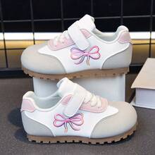 1 Pair Girls' Colorblock Embroidered Bow Casual Non-Slip Soft Sole Sneakers - Pink - View 2