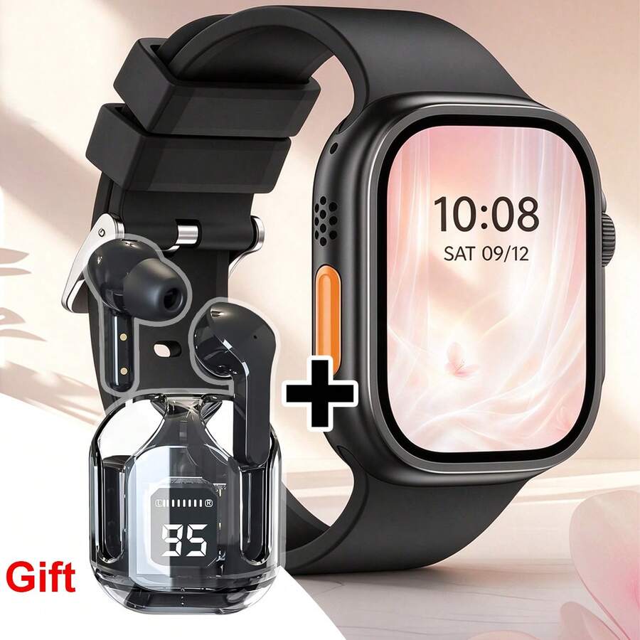 Sports Smart Watch + Earphone Set, 2.01 Inch HD Display, Wireless Calling, Multiple Sports Modes, Sedentary Reminder And Other Functions, Suitable As Gift For Friends And Couples, Compatible With Android And IOS - View 1