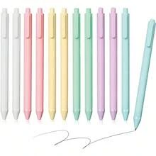 12支隨機配色圓珠筆，舒適觸控筆，柔軟可伸縮精美日記筆，黑色墨水中字1.0mm禮品筆，可愛鋼筆辦公用品 - 長方形 - 查看 9