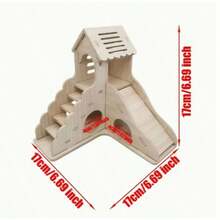 Hamster Wooden Hideout With Slide And Loft Cage Accessory - one-size - View 3