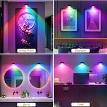 1/3/6pcs RGB Wireless Metal Picture Light Battery Operated LED Picture Light, Wall Sconce, Fairy Light, Lamp, Night Light, Book Light, With Magnetic Wireless Wall Sconce, Floor Lamp - Adjustable Color Temperature, Timer, Remote & Press Control - RGB 13 Colors - View 4