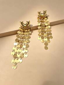 1 Pair Minimalist Fashion Elegant Versatile Premium Exquisite Vintage Long Tassel Heart-Shaped Drop Earrings - Yellow Gold - View 5