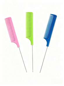 1/2pcs Hair Comb Set, Rat Tail Comb And Wide Tooth Comb, Fine Handle Styling Comb, Suitable For All Hair Types, Hair Salon Tools For Home Use, Unisex Hair Brush Set, Suitable For Wet And Dry Hair - Multicolor - View 12