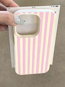 1pc Creative Girl Striped Pattern Matte Textured Full Coverage TPU Shockproof Fashionable Phone Case Compatible With Iphone11/12/13/14/15/16/17 Pro Max/Plus, A56/55/54/53/52/51, S25/24/23/22/21 Series - Multicolor - View 1