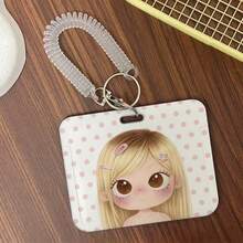 Illustrated Character Card Holder With Detachable Lanyard, Hard ID Card Protective Case, Portable Card Sleeve For Work Badge, Transit Card & Student Card - A - View 12