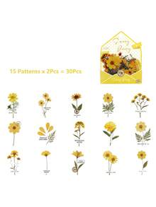 1 Pack 20pcs Vintage Floral Leaf Label PET Stickers, Scrapbook DIY Collage Decoration, Scrapbook Material, Planner - Four Seasons - View 14