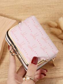Fashionable Bow Printed Credit Card Clip, Detachable Credit Card Holder, Multi Slot Coin Wallet, Suitable For Outdoor Use - Pink - View 12